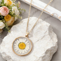 August birth month pressed flower resin necklace
