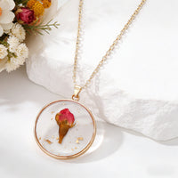 December birth month pressed flower resin necklace