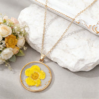 January birth month pressed flower resin necklace