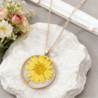 September birth month pressed flower resin necklace