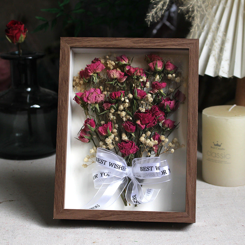 Eternal Devotion Rose Shadow Box deep pink preserved rose arrangement