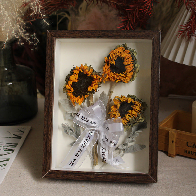 Everlasting Wishes Walnut Shadow Box preserved sunflower gift