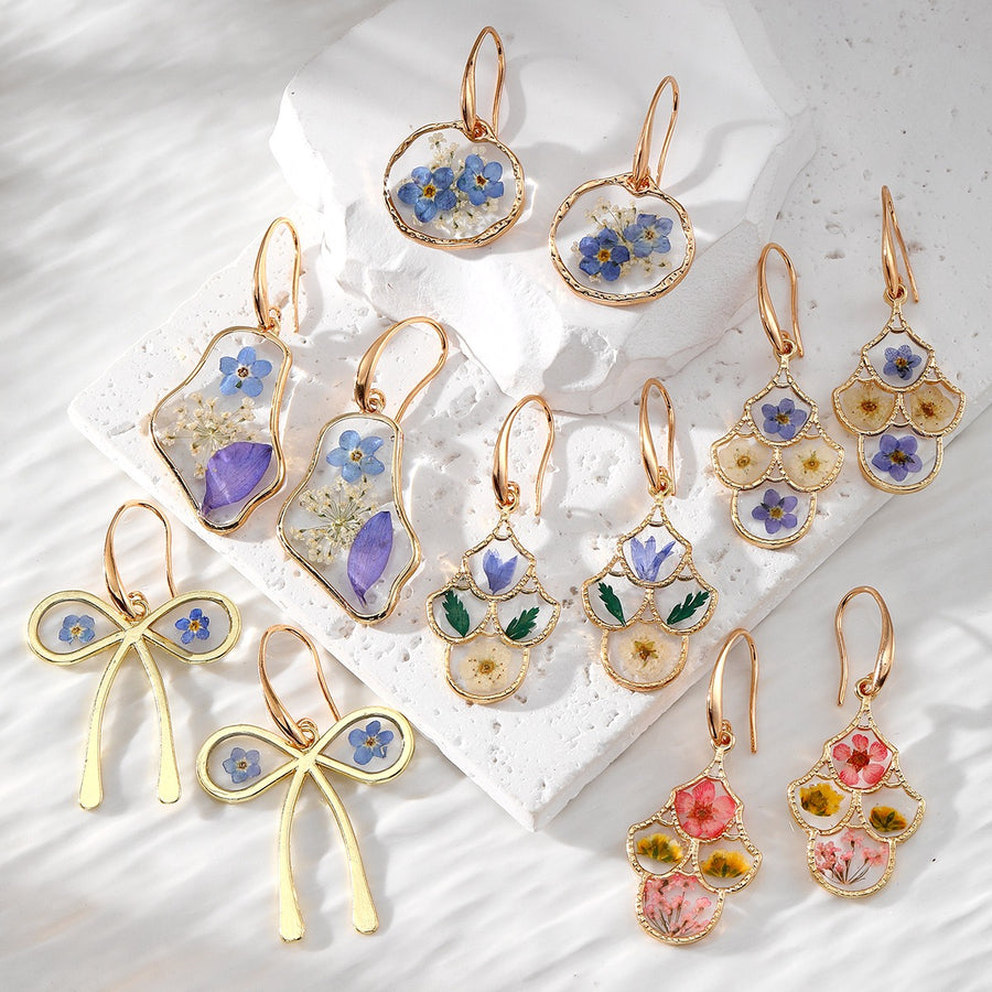 Pressed Flower Resin Earrings