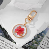 Pressed Flower Resin Keychain heart petal