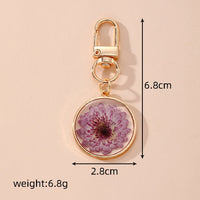 Pressed Flower Resin Keychain red bloom closeup