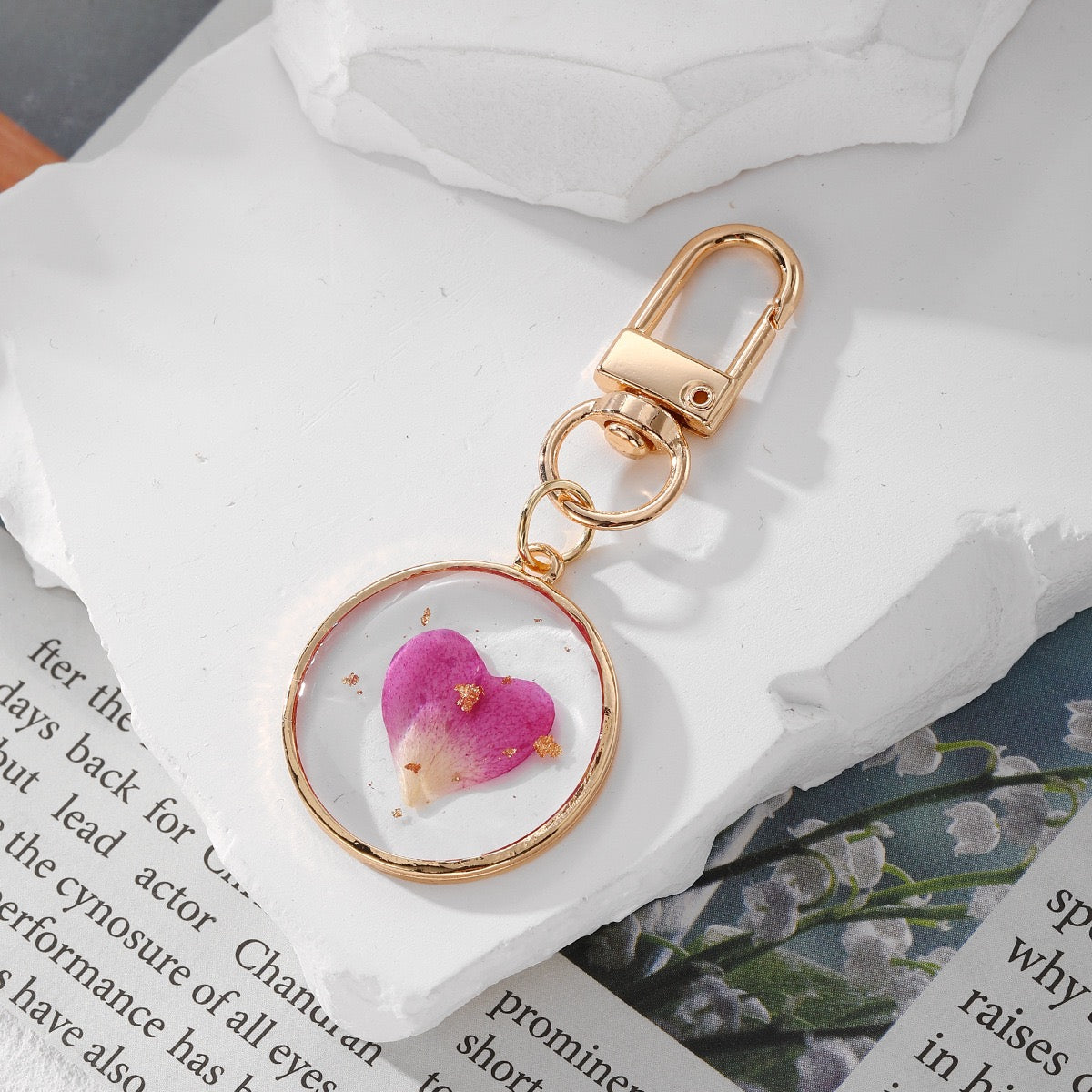 Pressed Flower Resin Keychain red bloom