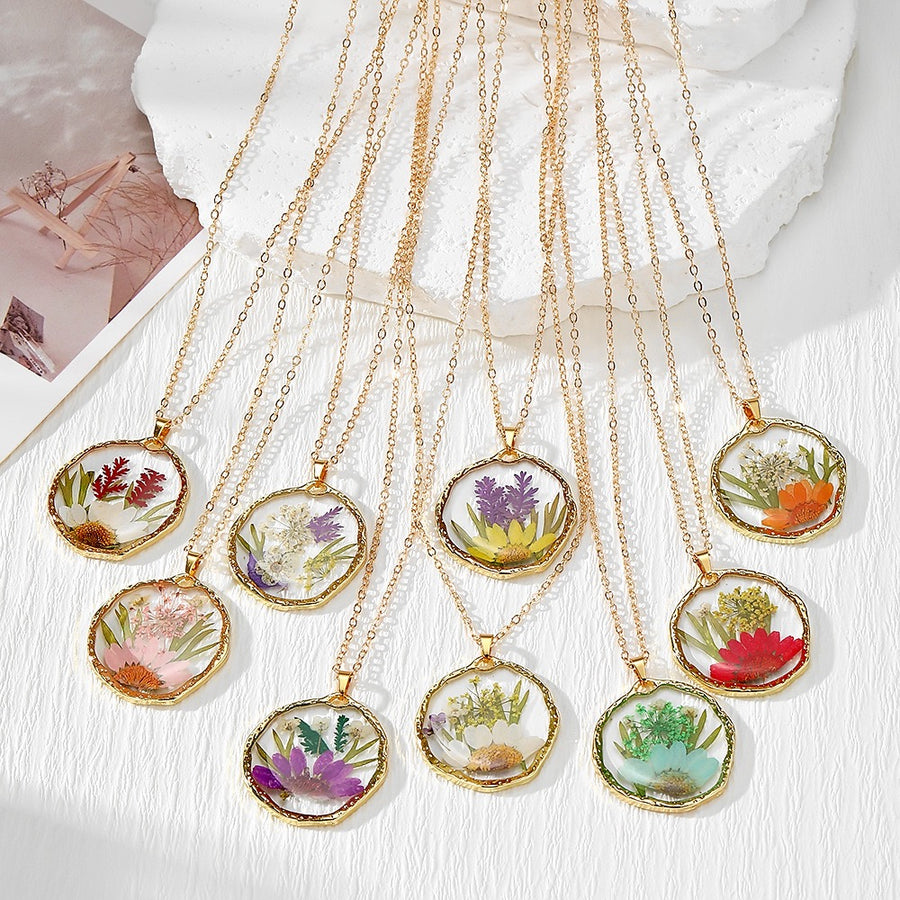 Flower Meadow Pressed Flower Resin Necklace