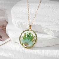Flower Meadow Pressed Flower Resin Necklace garden wish pendant